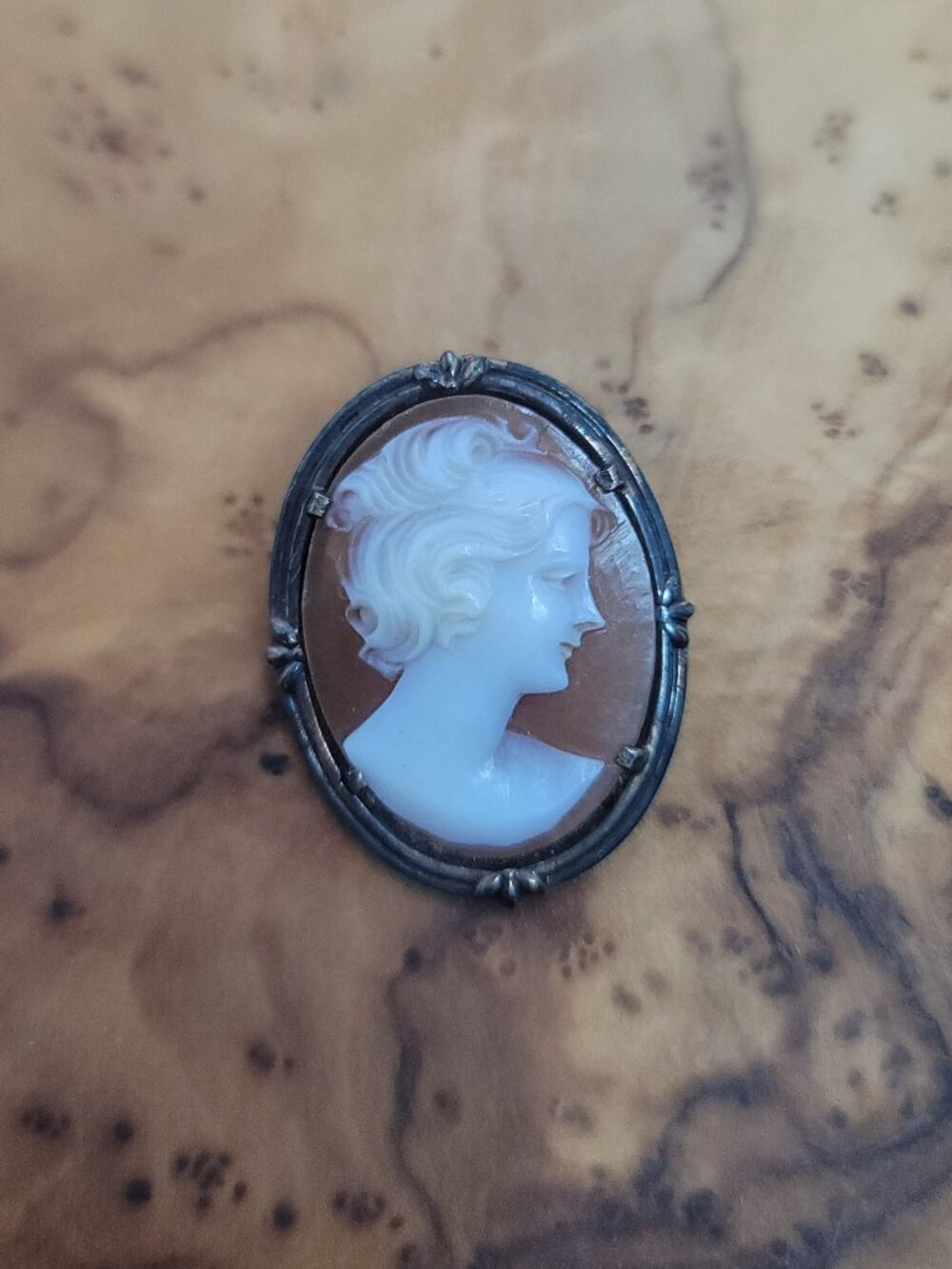 Vintage Sterling & 14K Cameo Pendant/Brooch by Symmetalic